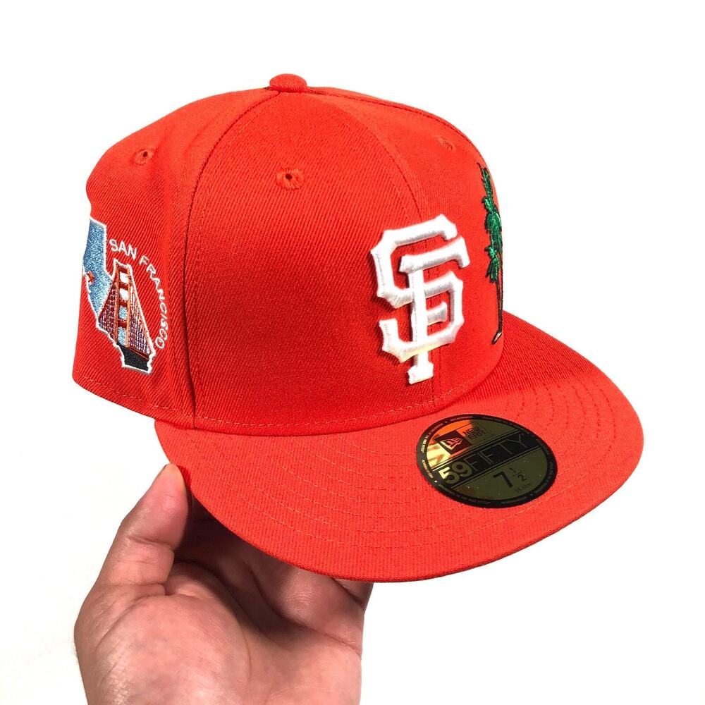 San Francisco Giants Orange Blue Palm Tree Sushi Fitted Hat Cap Size 7 1/2 H1